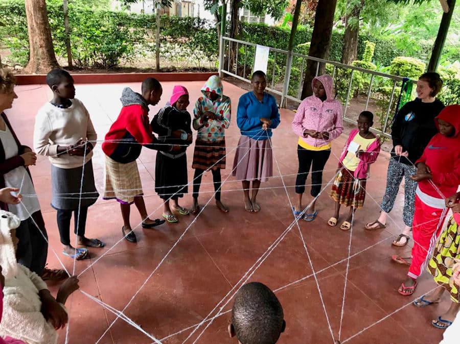 gender equality intern facilitating to girls in the women's shelter in Tanzania
