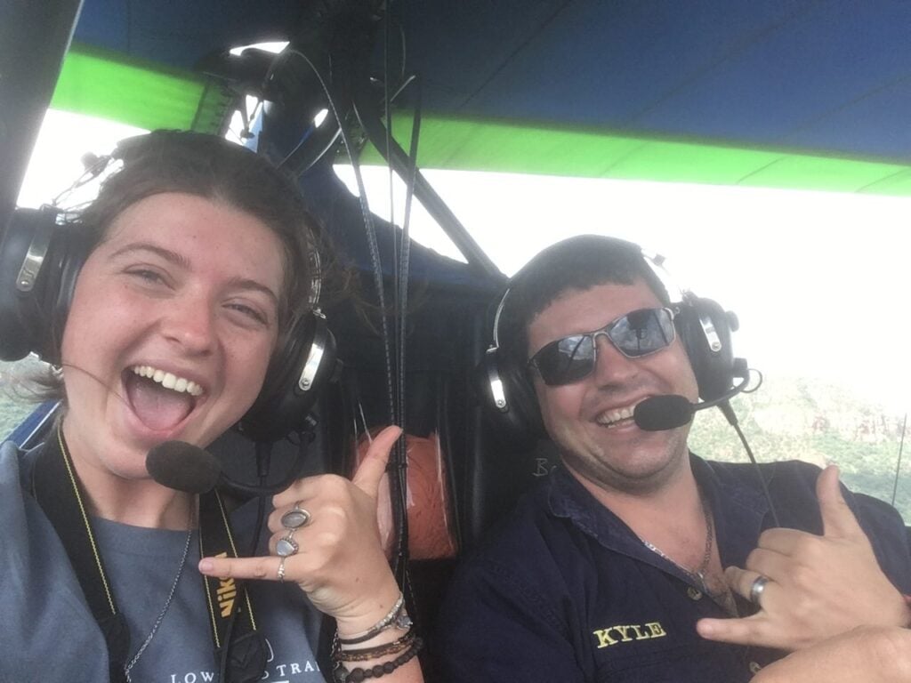 wildlife photography volunteer enjoying a helicopter tour in Greater Kruger Area