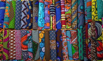 Colorful fabric cloth with elaborative designs.