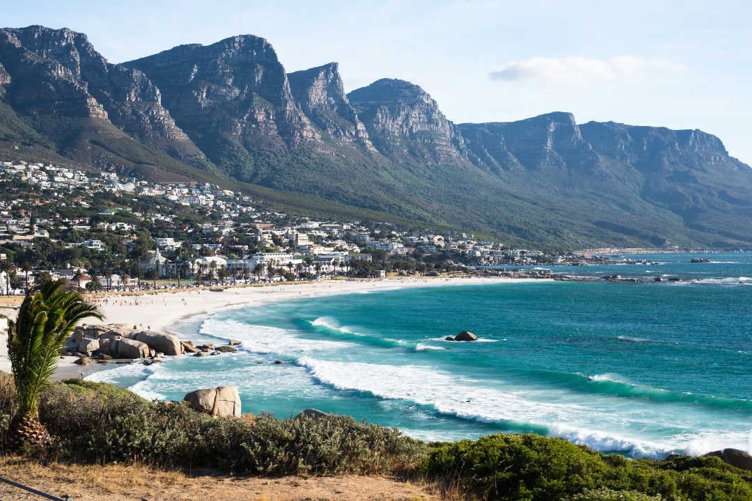 cape town beach with table mountain in the background