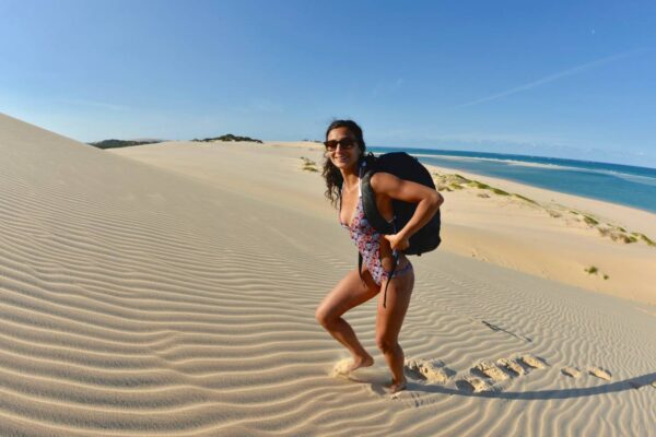 climbing sand dunes