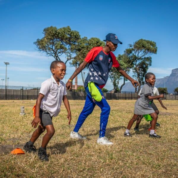 Engaging physical education session with children actively participating