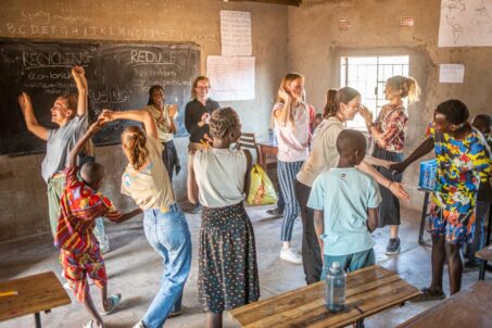 Volunteer teachers conducting fun activities to local students.
